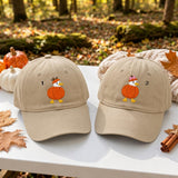 Goose Pumpkin Embroidered Hat, Cute Fall Animal Baseball Cap, Autumn Thanksgiving Gift