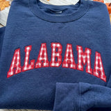 Custom Embroidered State Gingham Sweatshirt, Personalized Hometown Pride Crewneck