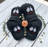 Custom Boo Crew Embroidered Hat, Cute Ghost Couple Halloween Dad Hat, Vintage Washed Baseball Cap, Personalized Side Name Fall Family Gifts