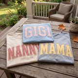 Custom Embroidered Gingham Mama Shirt, Personalized Nana Gigi Est 2026 Shirt, Gingham Applique Grandma T-Shirt, Mothers Day Gift