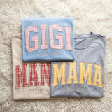 Custom Embroidered Gingham Mama Shirt, Personalized Nana Gigi Est 2026 Shirt, Gingham Applique Grandma T-Shirt, Mothers Day Gift