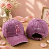 Personalized Pink Ribbon Embroidered Hat, Custom Back Text Baseball Cap, Breast Cancer Awareness Gift