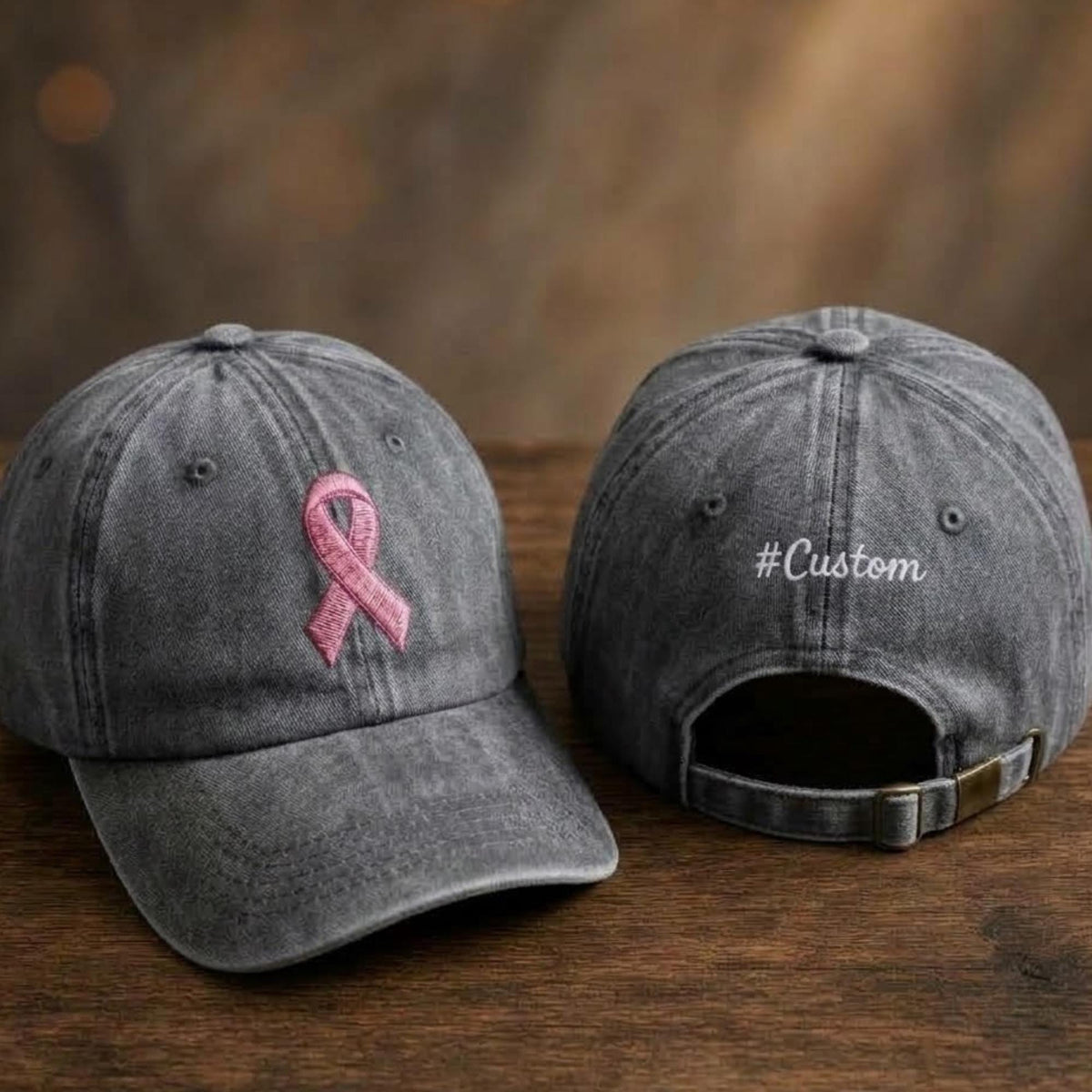 Custom Breast Cancer Walk Embroidered Hat, Personalized Team Name Pink Ribbon Baseball Cap