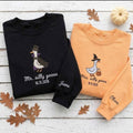 Custom Embroidered Silly Goose Halloween Sweatshirt, Matching Couple Ghost Witch Crewneck