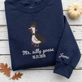 Custom Embroidered Silly Goose Halloween Sweatshirt, Matching Couple Ghost Witch Crewneck
