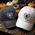 Matching Spider Web Heart Embroidered Hats, Halloween Couple Baseball Caps, Gothic Gift