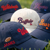 Embroidered Sunglasses Mascot Baseball Cap - Custom Name Washed Cotton Dad Hat