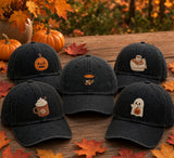 Mini Autumn Icons Embroidered Hat, Minimalist Fall Baseball Cap, Seasonal Nature Gift