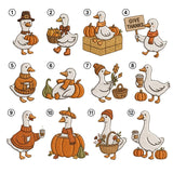 Autumn Goose Embroidered Hat, Cute Pumpkin Coffee Baseball Cap, Fall Animal Lover Gift