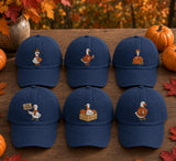 Autumn Goose Embroidered Hat, Cute Pumpkin Coffee Baseball Cap, Fall Animal Lover Gift