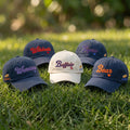 Embroidered Sunglasses Mascot Baseball Cap - Custom Name Washed Cotton Dad Hat