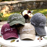 Custom Feeling Spooky Embroidered Hat, Halloween Bat Vintage Washed Dad Hat, Personalized Side Name Baseball Cap, Spooky Season Fall Gifts