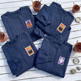 Custom Embroidered Halloween Postage Stamp Sweatshirt, Cute Spooky Fall Crewneck