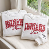 Custom Gingham State Name Embroidered Sweatshirt, Personalized Hometown Mama Crewneck