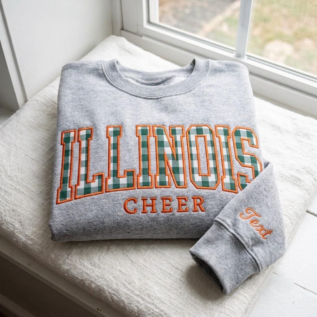 Custom Mascot Applique Embroidered Sweatshirt, Personalized Varsity Letter Crewneck