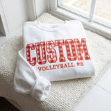 Custom Team Name Applique Embroidered Sweatshirt, Personalized Varsity Letter Crewneck