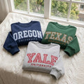Custom Applique Collegiate Embroidered Sweatshirt, Personalized Gingham Varsity Crewneck