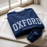 Embroidered Custom University Gingham Sweatshirt, Personalized Applique Varsity Crewneck