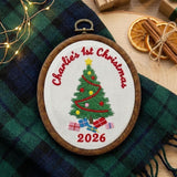 Personalized Baby 1st Christmas Ornament, Embroidered Tree Keepsake, Custom Name First Xmas Hoop 2026 Gift