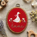 Personalized Goose Embroidery Hoop Art, Custom Baby Girl Name Sign, Embroidered Duck Nursery Decor, Baby Shower Keepsake