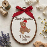 Personalized Baby 1st Christmas Ornament, Teddy Bear Keepsake, Custom Name First Xmas Hoop 2026, New Baby Boy Gift