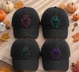 Cute Ghost Halloween Embroidered Hat, Minimalist Spooky Baseball Cap, Autumn Gift