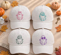 Cute Ghost Halloween Embroidered Hat, Minimalist Spooky Baseball Cap, Autumn Gift