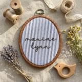 Personalized Name Sign, Gingham Plaid Embroidery Hoop Art, Custom Nursery Wall Decor, Baby Shower Keepsake Gift