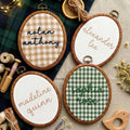 Personalized Name Sign, Gingham Plaid Embroidery Hoop Art, Custom Nursery Wall Decor, Baby Shower Keepsake Gift
