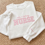 Custom Embroidered Labor and Delivery Nurse Sweatshirt, Custom L and D Nurse Shirt, Coquette Gingham Nurse Crewneck, Future LND Nurse Gift