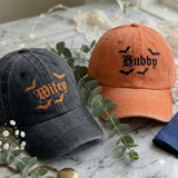 Matching Gothic Couple Embroidered Hats, Halloween Husband Wife Baseball Caps, Wedding Gift