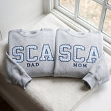 Custom Monogram Gingham Applique Sweatshirt, Embroidered Varsity Family Matching Crewneck