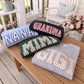 Embroidered Custom Gingham Applique Sweatshirt, Personalized Grandma Mama Name Crewneck, Varsity Lettering Pullover, Custom Gift For Her