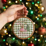 Personalized Baby First Christmas Ornament 2026, Cute Bunny Embroidered Hoop, Custom Name Xmas Keepsake, Newborn Woodland Gift