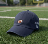 Custom Football Embroidered Hat, Sports Ball Cap, Baseball Dad Hat, Varsity Game Piece, Tailgate Season Gift, Stadium Game Day Accessory