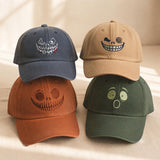 Spooky Pumpkin Faces Embroidered Hat, Funny Halloween Baseball Cap, Fall Gift