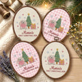 Custom Name Christmas Ornament, Baby Girl 1st Xmas Gift 2026, Cute Bunny Tree Embroidered Hoop Decor, Pink Gingham Keepsake Tree Hanging