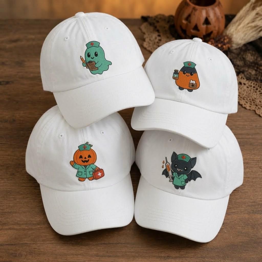 Halloween Nurse Embroidered Hat, Ghost Pumpkin Medical Staff Baseball Cap, Nurse Gift