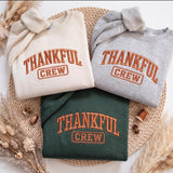 Embroidered Thankful Crew Sweatshirt, Thanksgiving Family Matching Crewneck, Cozy Autumn Holiday Sweater, Festive Fall Gift For Him Her