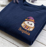 Custom Embroidered Halloween Dumpling Sweatshirt, Cute Witch Dim Sum Foodie Crewneck