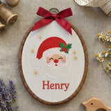 Personalized Santa Christmas Ornament 2026 - Embroidered Santa Claus Keepsake Hoop