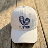 Personalized Oyster Heart Embroidered Hat, Custom Date Coastal Baseball Cap, Beach Lover Gift