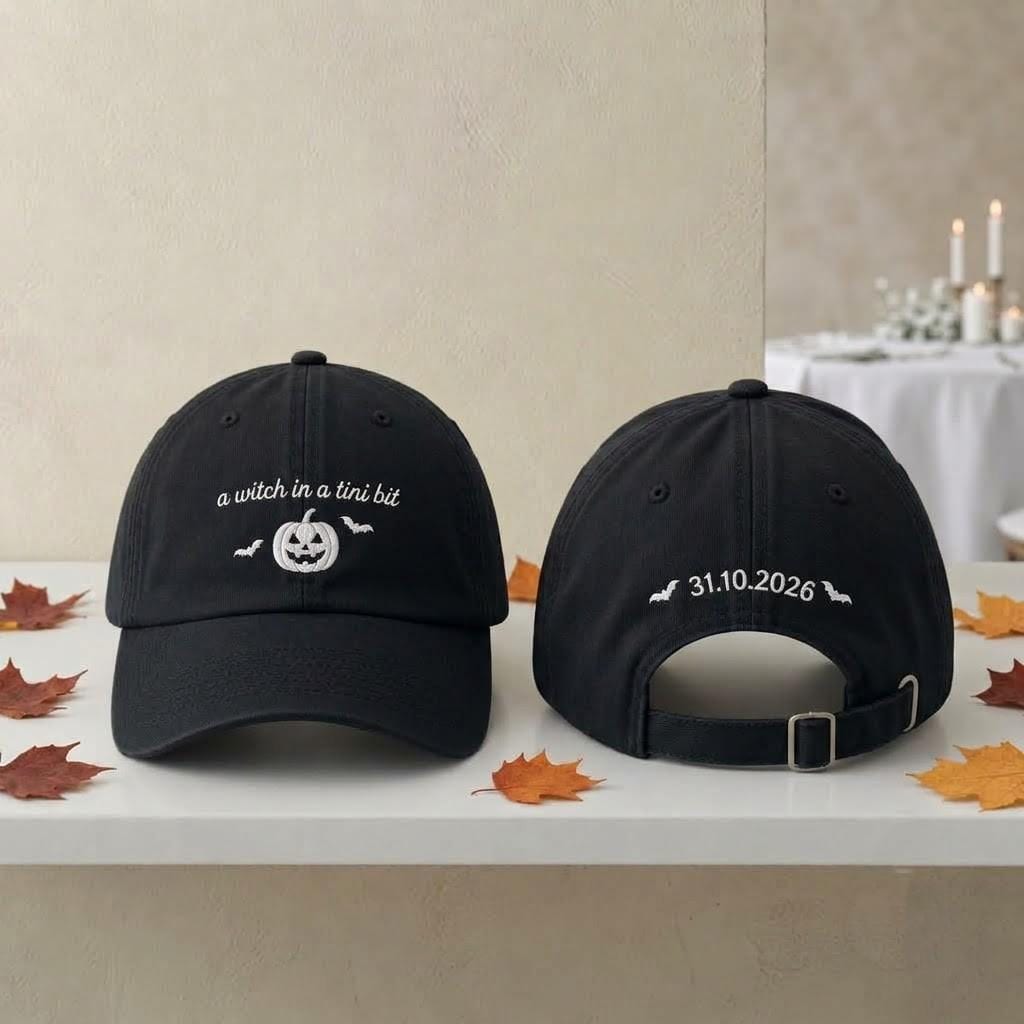 Witch Martini Embroidered Halloween Hat, Spooky Cocktail Baseball Cap, Fall Party Gift