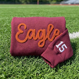 Custom Yarn Team Mascot Embroidered Sweatshirt, Chenille Letter Game Day Crewneck