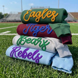 Custom Yarn Team Mascot Embroidered Sweatshirt, Chenille Letter Game Day Crewneck