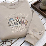 Custom Embroidered Night Shift Crew Sweatshirt, Spooky Nurse Halloween Crewneck Gift