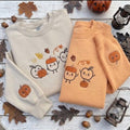 Custom Embroidered Fall Sprites Sweatshirt, Pumpkins Autumn Acorn Sleeve Crewneck