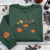Custom Embroidered Fall Sprites Sweatshirt, Pumpkins Autumn Acorn Sleeve Crewneck
