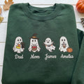 Custom Embroidered Ghost Family Sweatshirt, Personalized Name Matching Halloween Crewneck