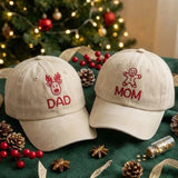 Personalized Christmas Embroidered Hat, Reindeer Gingerbread Baseball Cap, Family Holiday Gift